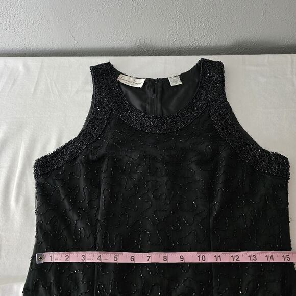 Lawrence Kazar Beaded Silk Black Mini Dress Fits‎ Like M/L Cocktail Formal Glam - Picture 9 of 11